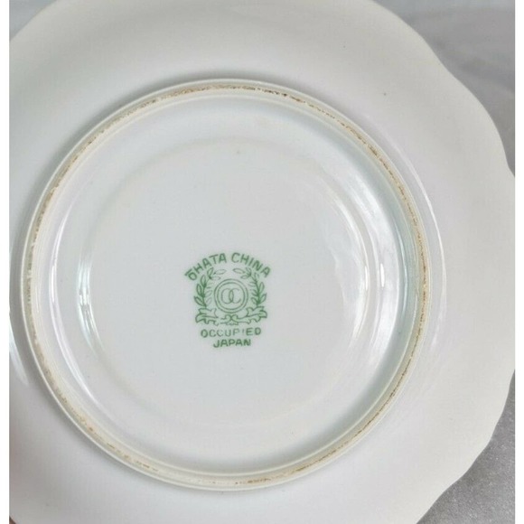 Ohata China Occupied Japan Floral Tea Cup & Saucer Set Red Yellow Gold - Picture 8 of 10